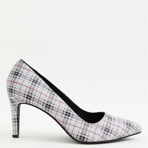Torrid Black & White Plaid Pointed Toe Pump (WW)